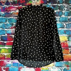 New Look Polka Dot Print High Neck Long Sleeve Shirt Top Blouse 6 Tall